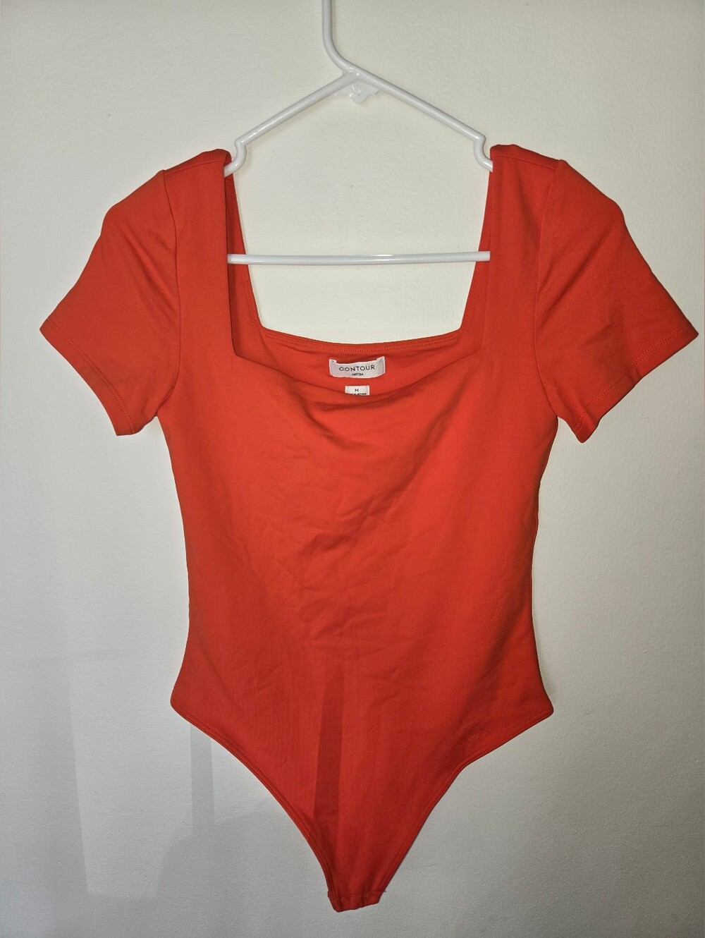 Aritzia Contour Square Neck Short Sleeve Bodysuit - Coral-Orange